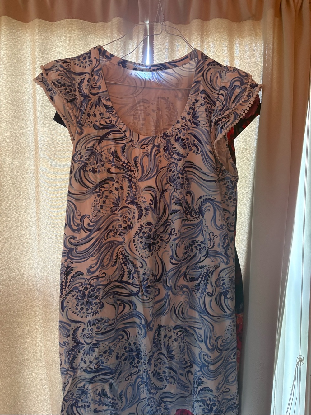 Lilly Pulitzer White Midi Dress with Blue Swirl Floral Print